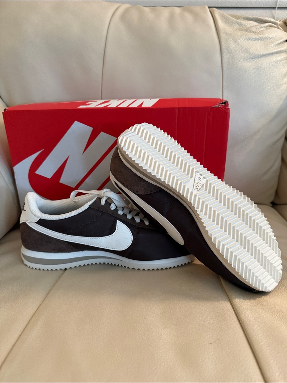 Nike Women’s Cortez Sneaker in Brown and White - Picture 3 of 6
